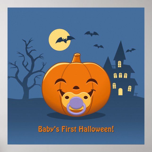 Poster Minha Primeira Chupeta de Halloween Abóbora (Frente)
