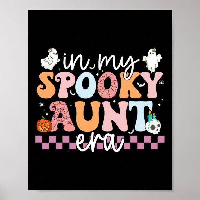 Poster Minha tia Spooky Era Halloween Retro Groovy Tia G (Frente)