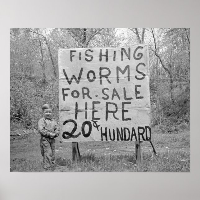 Póster Minhocas à Venda, 1935. Foto Antiga (Frente)