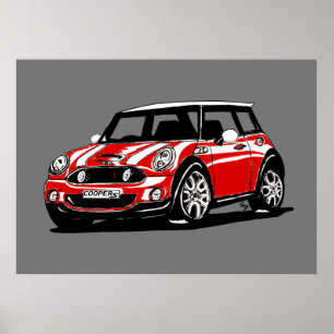 Poster Mini Cooper S R56 Carro Icônico/Design de Automó