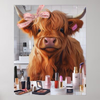 Mini Highland Cow Pink Ribbon & Beauproducts