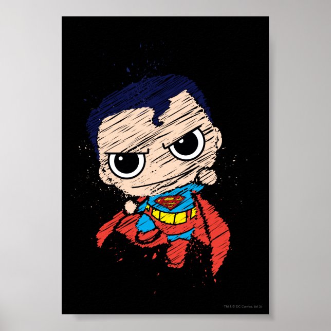 Poster Mini Superman Sketch - Voando (Frente)