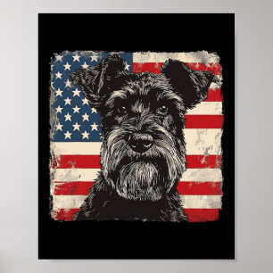 Poster Miniatura Cachorro Schnauzer Patriótico 4º Do Pres