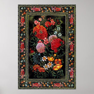 Poster Miniatura persa de preciosas flores brillantes