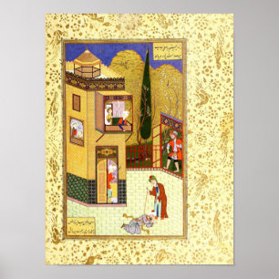 Póster Miniatura persa: O Murid beija os pés do Pir