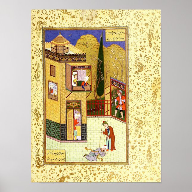 Póster Miniatura Persa: O Murid Beija os Pés do Pir (Frente)