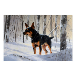 Póster Miniatura Pinscher Deixa-o nevar no Natal