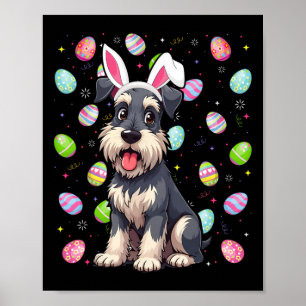 Poster Miniatura Schnauzer Cachorro Páscoa Ovo Caça Coelh