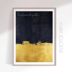 Poster Mínima arte de pintura de abstrato preto de ouro