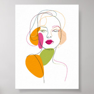 Poster Mínima Uma Linha Foto-Retrato Abstrato Art