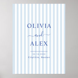 Poster Minimal and Chic Blue French Personalized Wedding