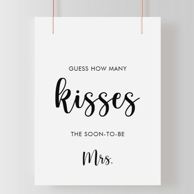 Poster Minimal Guess How Many Kisses Bridal Shower Game  (Criador carregado)
