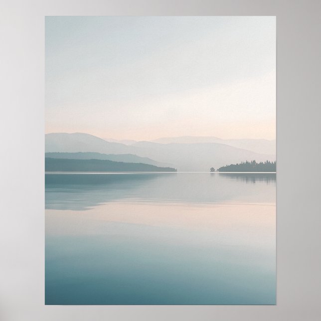 Poster Minimal Lake Reflection Wall Art (Frente)