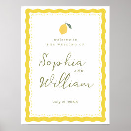 Poster Minimal Lemon Amalfi Coast Wedding Welcome Sign