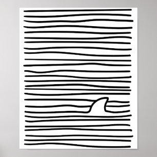 Poster Minimal Line Drawing Simple Unique Shark Fin Gift