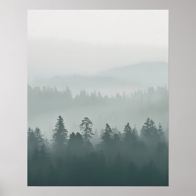 Poster Minimal Misty Forest Wall Art (Frente)