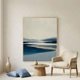 Poster Minimal Modern Blue River Basin Abstract Wall Art