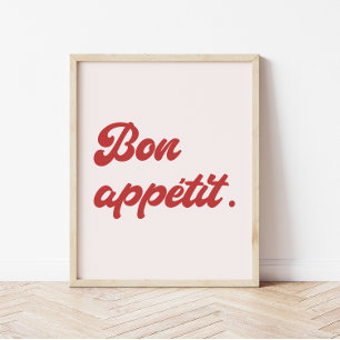 Poster Minimal Retro Rótulo 'Bom Apetite' Cozinha 