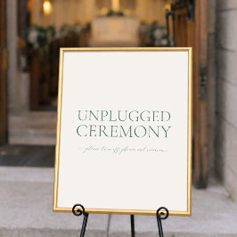 Poster Minimal Sage Green Unplugged Ceremony Wedding Sign