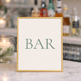 Poster Minimal Sage Green Wedding Bar Sign