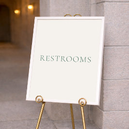 Poster Minimal Sage Green Wedding Restrooms Sign