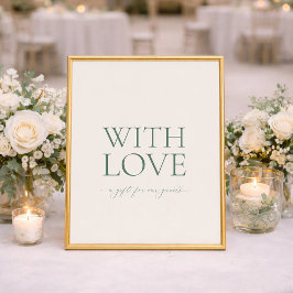 Poster Minimal Sage Green “With Love” Wedding Favor Sign