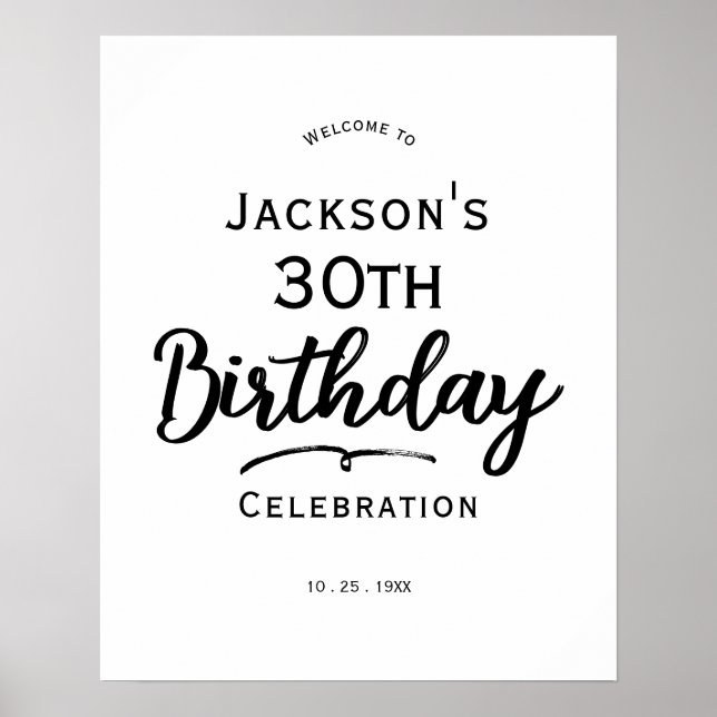 Poster Minimal Text 30th Birthday  Foam Board (Frente)