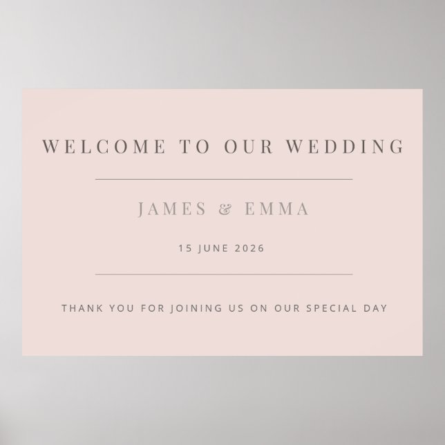 Poster Minimal Wedding Warm Blush (Frente)
