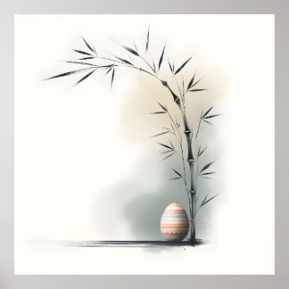 Poster Minimal Zen Spring Bamboo Easter Egg
