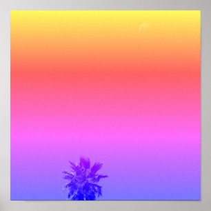 Poster Minimalismo da Lua Tropical de Palmeiras Vibes Pos