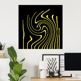 Poster Minimalismo das Linhas Amarelas Pretas abstrato