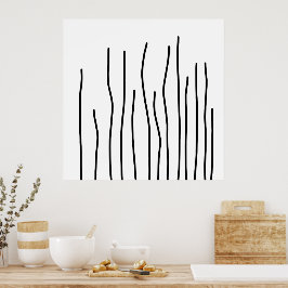 Poster Minimalismo das Linhas Brancas Negras de abstrato