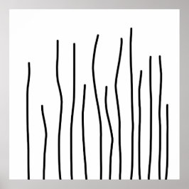 Poster Minimalismo das Linhas Brancas Negras de abstrato