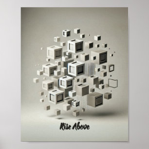 Poster Minimalismo monocromático: Abstrato de quadrados f
