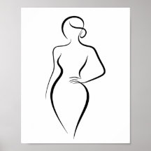 Minimalist Abstract Woman Body Line Art Silhouette