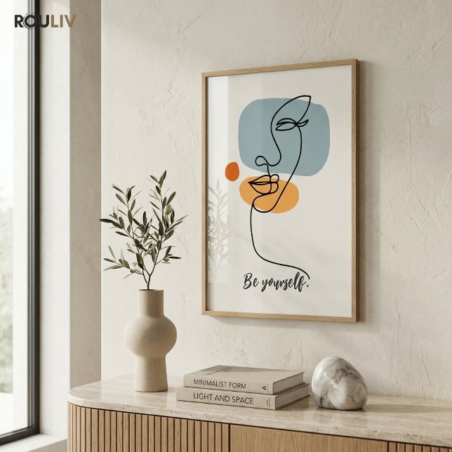 Poster Minimalist 'Be Yourself' Architectural Line Art  (Minimalist 'Be Yourself' Architectural Line Art - Modern Ivory Wall Decor)