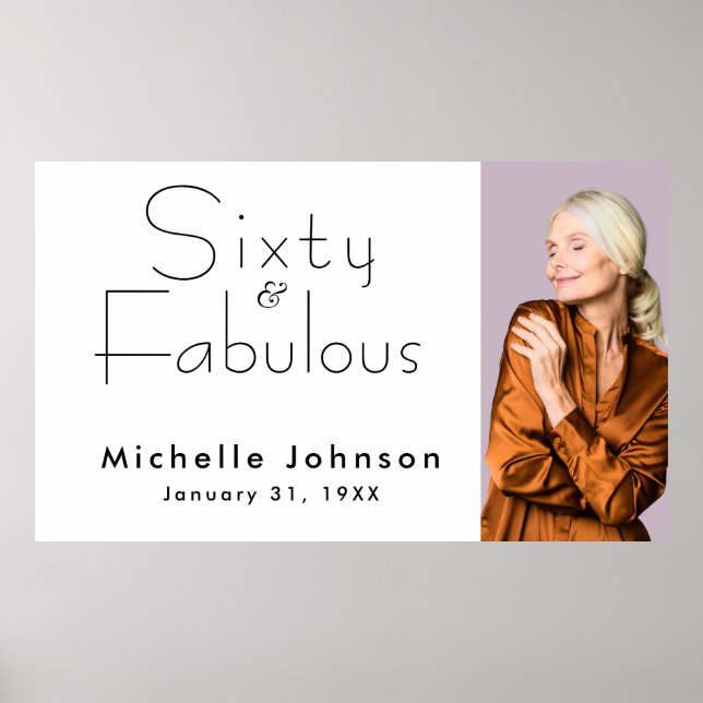 Poster Minimalist Black 60 & Fabulous 60th Birthday Party (Frente)