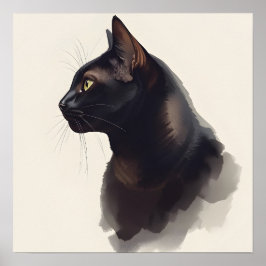 Poster Minimalist Black Cat Art Print