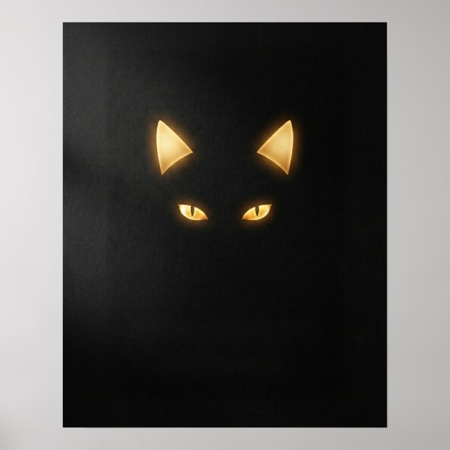 Poster Minimalist Black Cat Art Print (Frente)