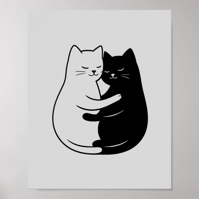 Poster Minimalist Black & White Cat Art for Home (Frente)