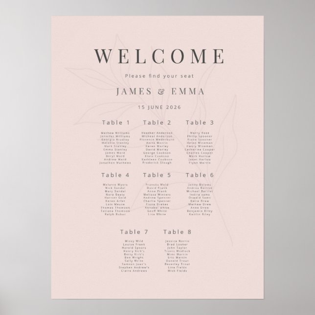 Poster Minimalist Botanical Wedding (8) Warm Blush (Frente)