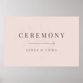 Poster Minimalist Botanical Wedding Sign Warm Blush