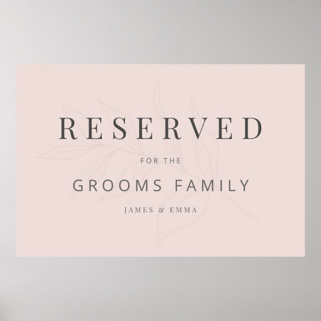 Poster Minimalist Botanical Wedding Sign Warm Blush (Frente)