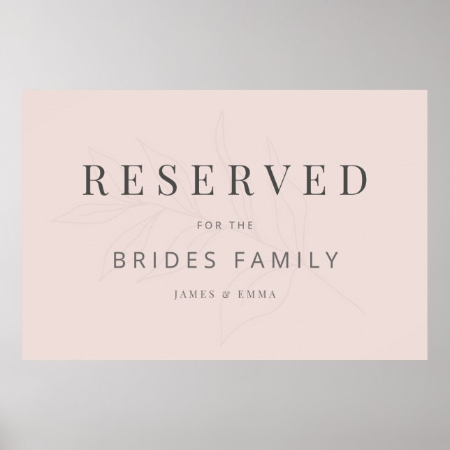 Poster Minimalist Botanical Wedding Sign Warm Blush (Frente)