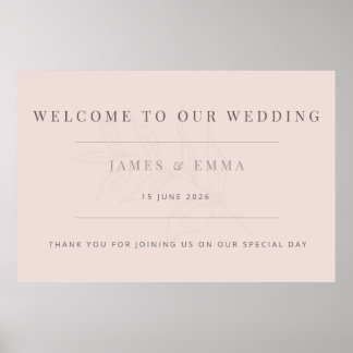 Poster Minimalist Botanical Wedding Warm Blush