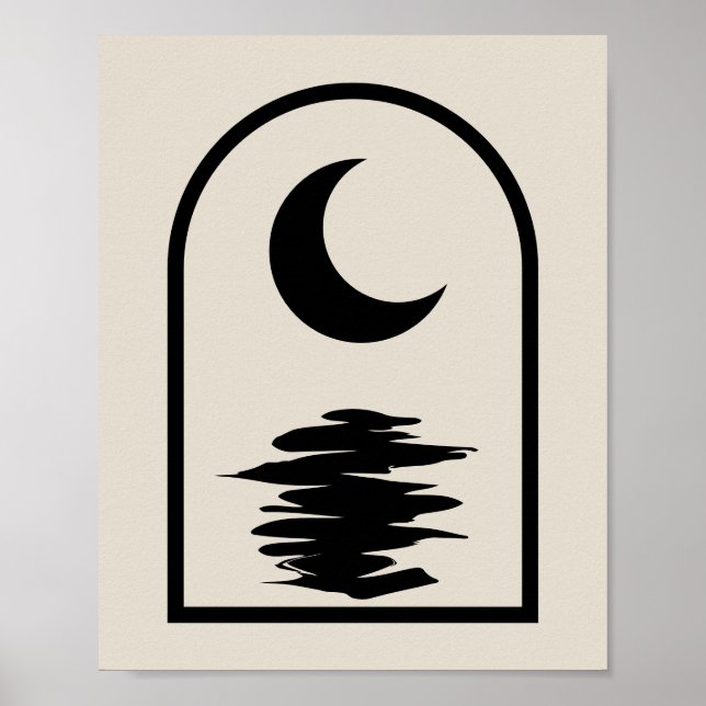 Poster Minimalist Celestial Moon and Water (Frente)