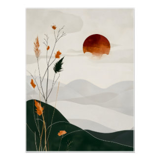 Póster Minimalist digital poster "Abstract Sunset"