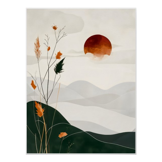 Póster Minimalist digital poster "Abstract Sunset"   (Frente)