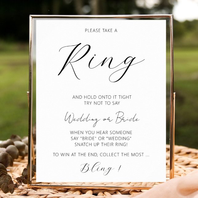 Poster Minimalist Don't Say Bride Game Bridal Shower Ring (Criador carregado)