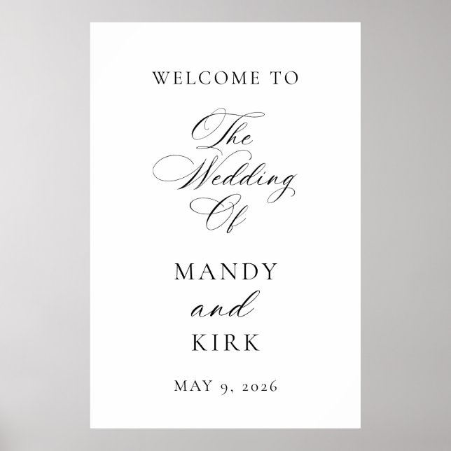 Poster Minimalist Elegant Wedding Welcome Sign | Modern  (Frente)